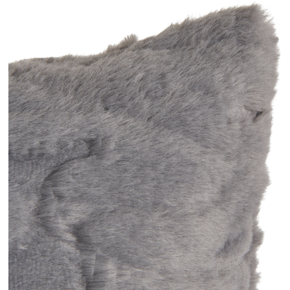 Wilko Grey Faux Fur Cushion 43 x 43cm Image 3