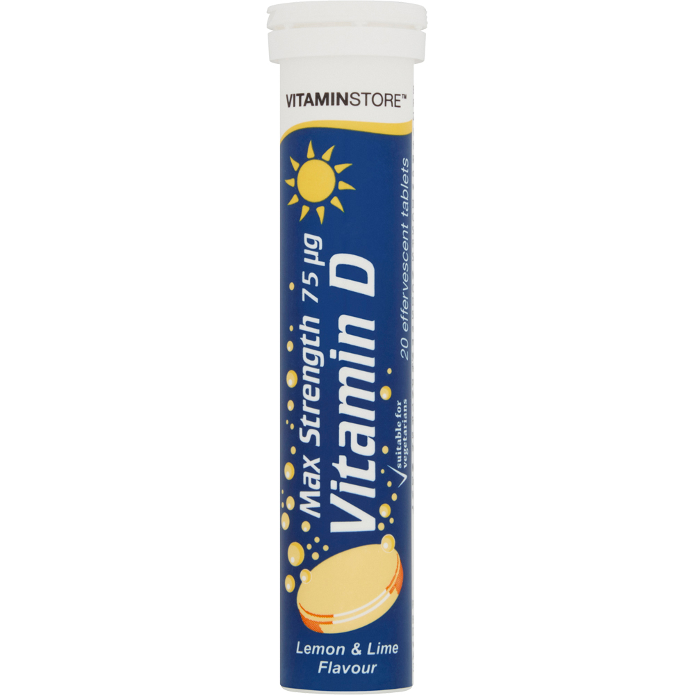 Vitaminstore Max Strength 75UG Vitamin D  Lemon & Lime Flavour 20 Effervescent Tablets Image