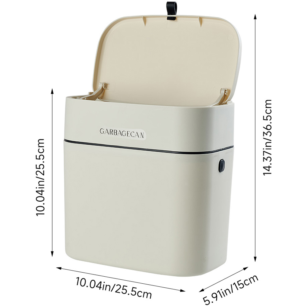 Living and Home Cream Hanging Trash Bin with Lid Image 8
