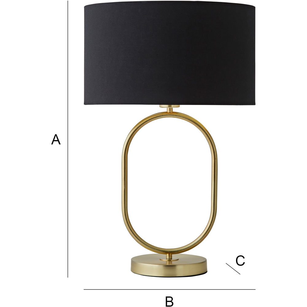 ValueLights Antonia Black with Gold Inner Drum Shade Brushed Gold Oval LED Table Lamp Image 7