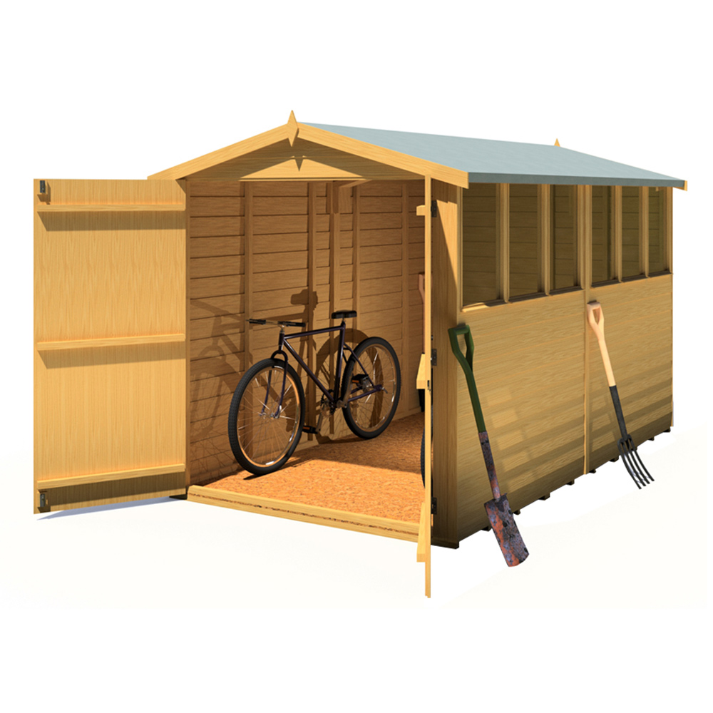 Shire 10 x 6ft Double Door Dip Treated Overlap Apex Shed with Window Image 3