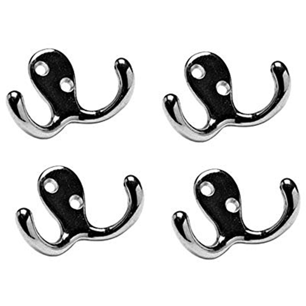 Golden Grace Chrome Bathroom Door Twin Robe Hook 4 Pack Image