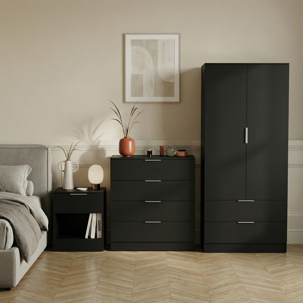 VIDA DESIGNS Trega Black 3 Piece Bedroom Furniture Set Image 5