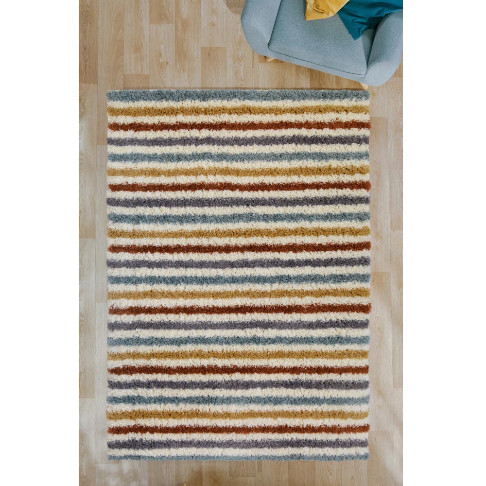 Homemaker Multicolour Snug Stripe Shaggy Rug 100 x 150cm Image 4