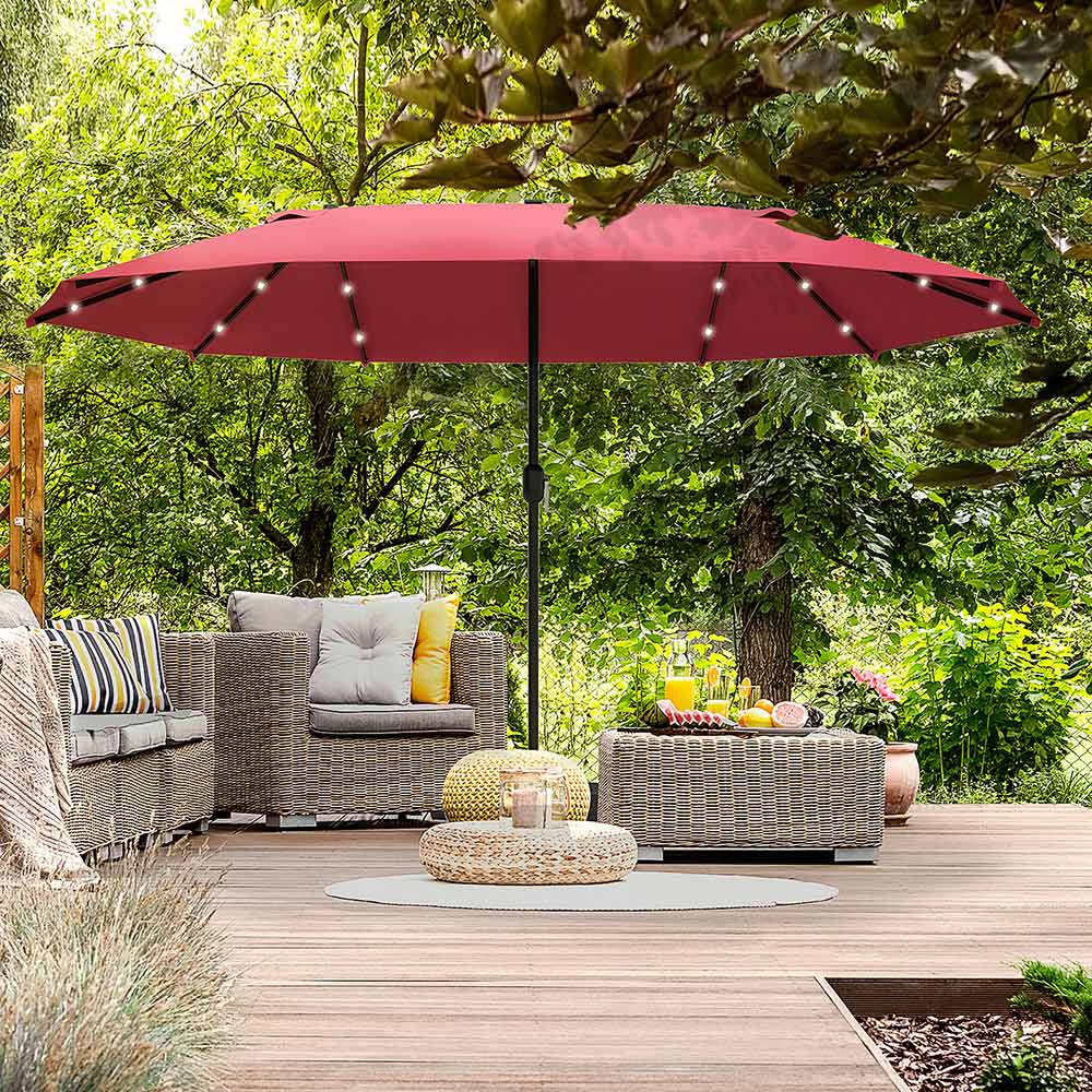Outsunny Red Crank Handle Double Sided Parasol 4.4m Image 2