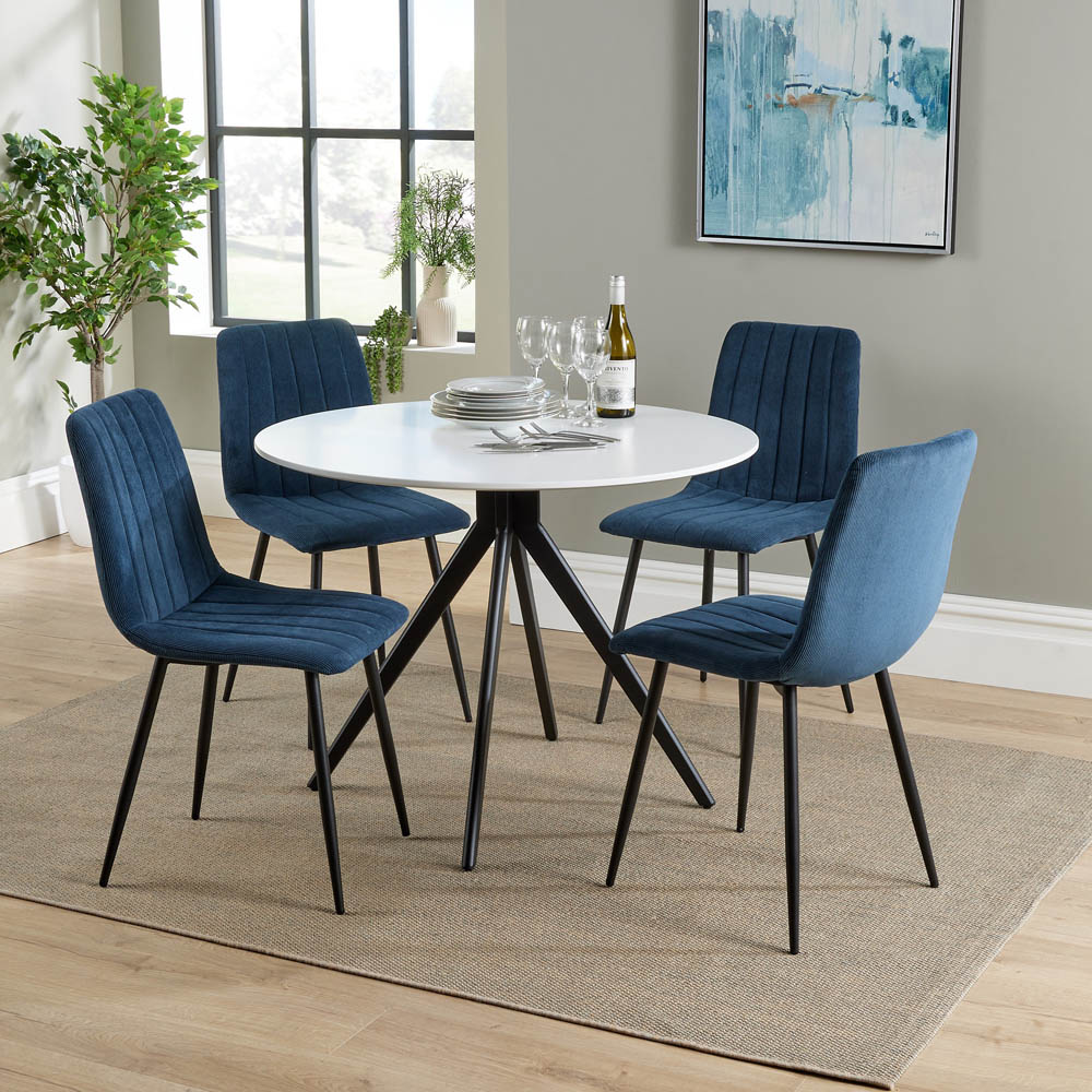Core Products Aspen 4 Seater Round Dining Set White and Blue Image 4