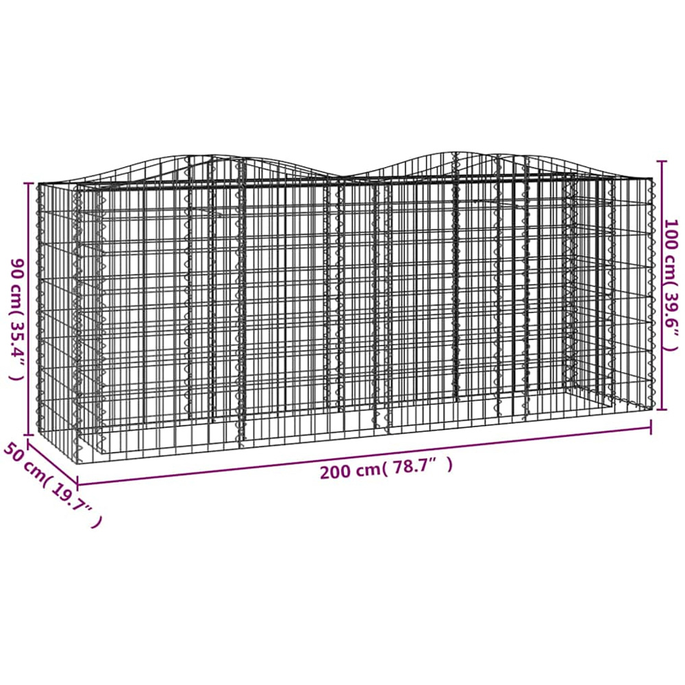 vidaXL Silver Galvanised Iron Gabion Raised Bed 200 x 50 x 100cm Image 4