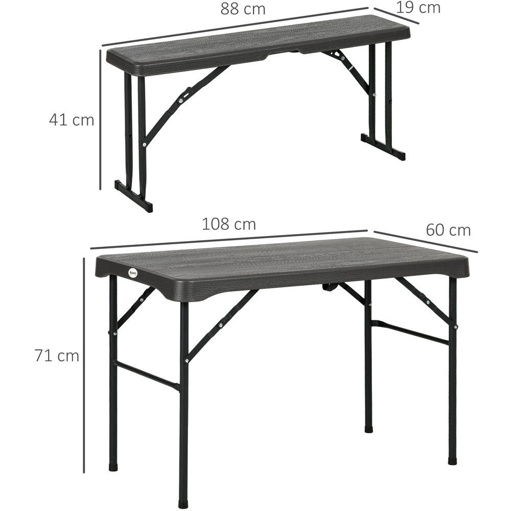 Outsunny 6 Seater HDPE Picnic Beer Table Set with 2 Bench Dark Grey Image 8