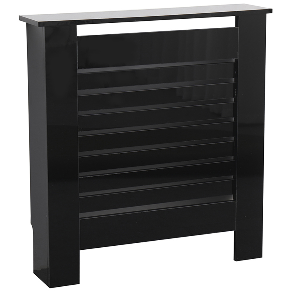 Portland Horizontal Slat High Gloss Black Radiator Cover Small Image 1