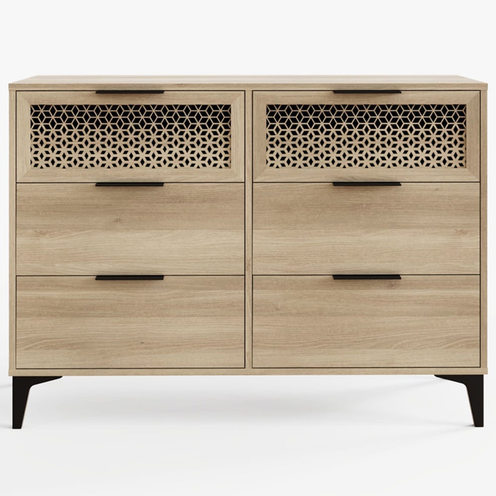 GFW Ezra 6 Drawer Oak Chest of Drawers Image 3
