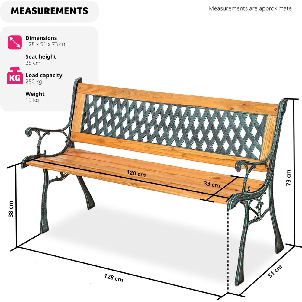 tectake Tamara 2 Seater Brown Garden Bench Image 8