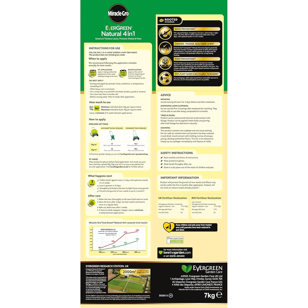 Evergreen Natural 4 in 1 Lawn Feed Weed and Moss Preventor 7.06kg Image 2