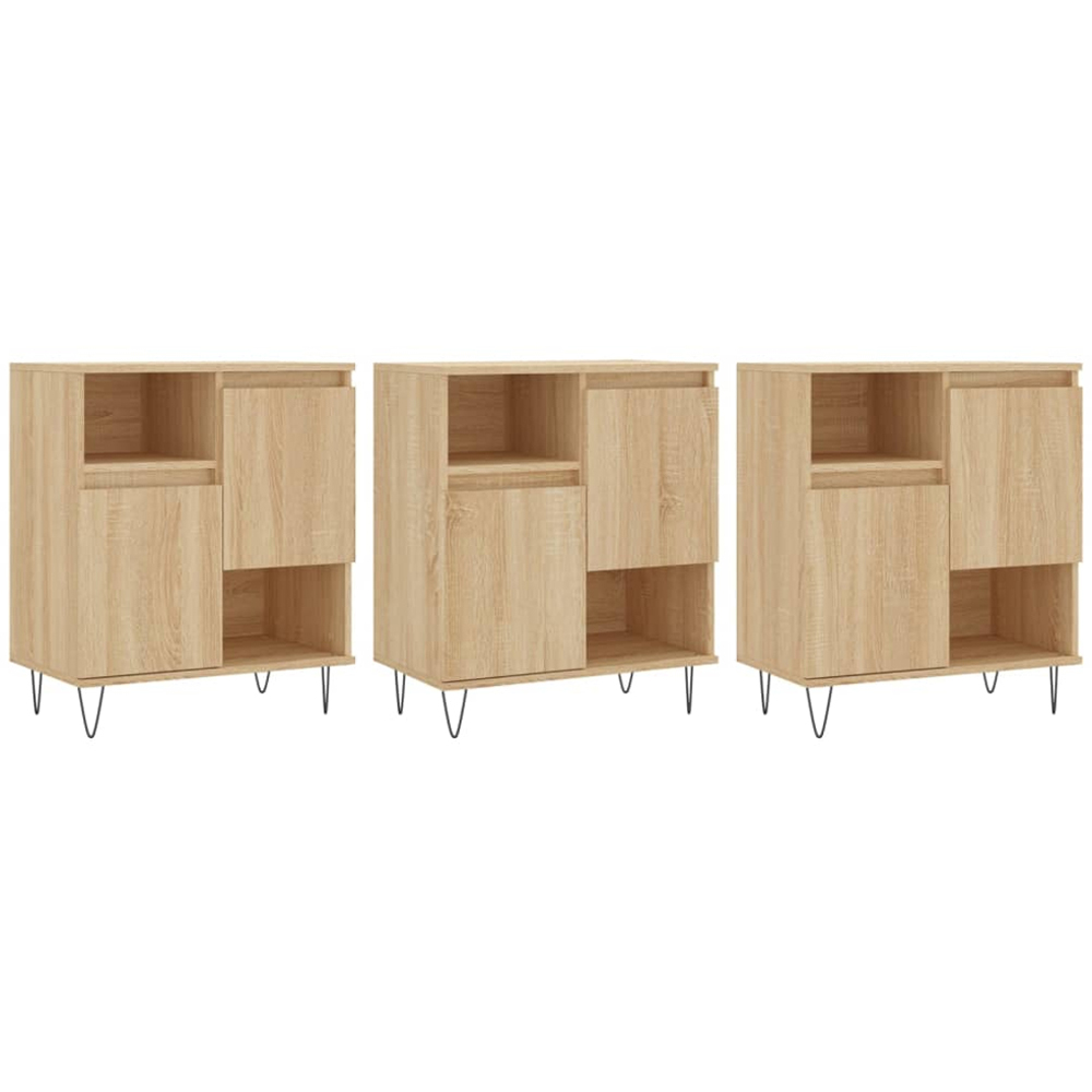 vidaXL 2 Door 2 Shelf Sonoma Oak Sideboard Set of 3 Image 2