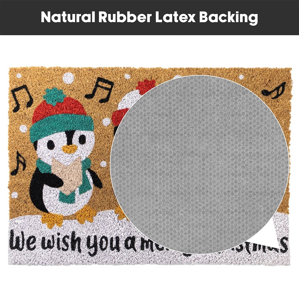 JVL Christmas Penguin Latex Coir Door Mat 40 x 58cm Image 6