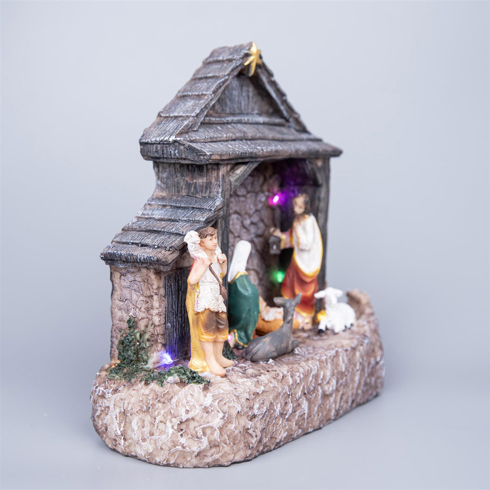 Shatchi LED Jesus Christ Birth Crib Nativity Scene Image 2