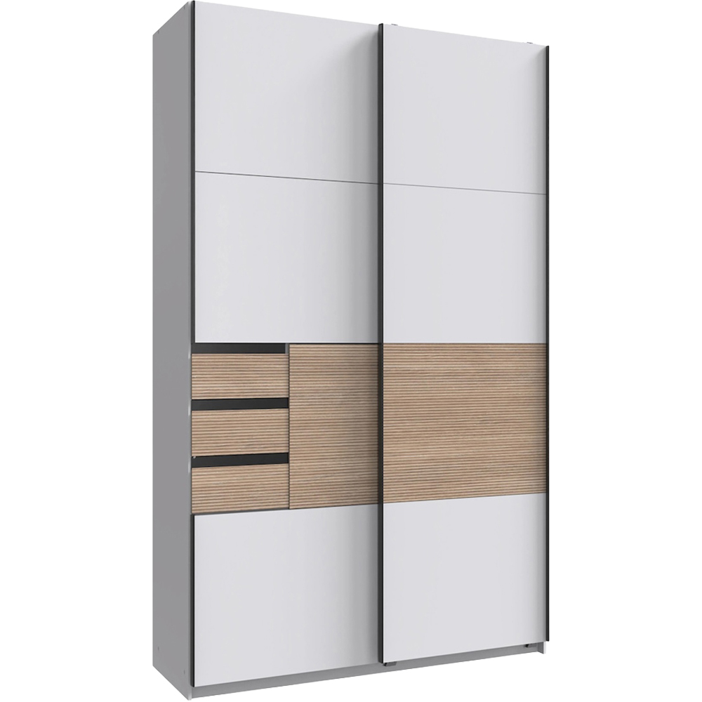 TJ'S Bermen 2 Door 3 Drawer White Sliding Wardrobe 180cm Image 2