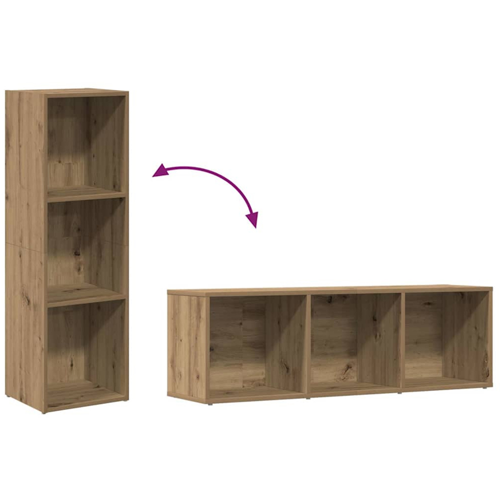 vidaXL 3 Shelf Artisanal Oak Bookcase Image 9