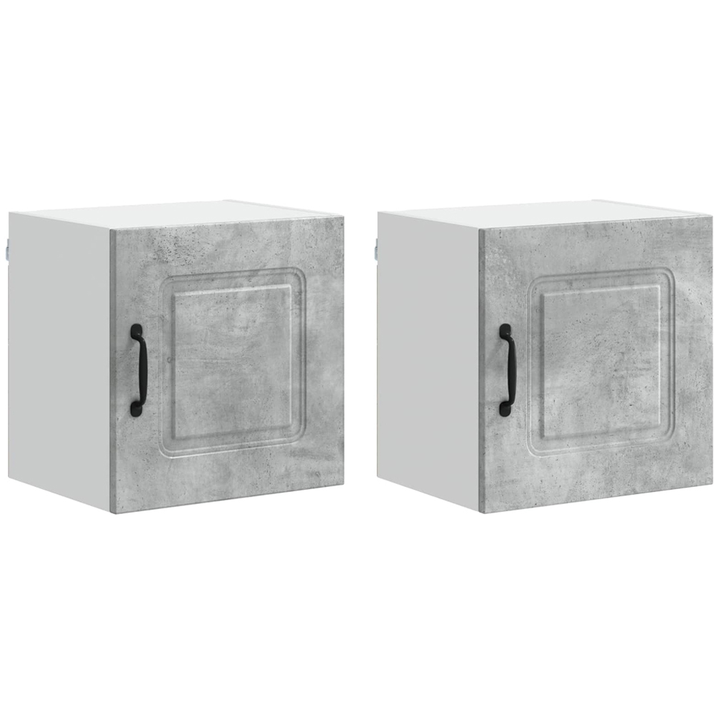 vidaXL Kalmar Single Door Concrete Grey Wall Mounted Square Kitchen Cabinet Set of 2 Image 2