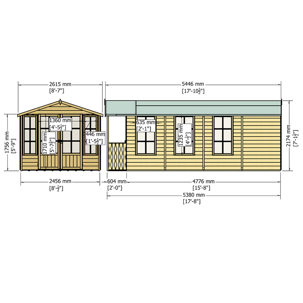 Shire Delmora 8 x 18ft Double Door Traditional Summerhouse Image 6