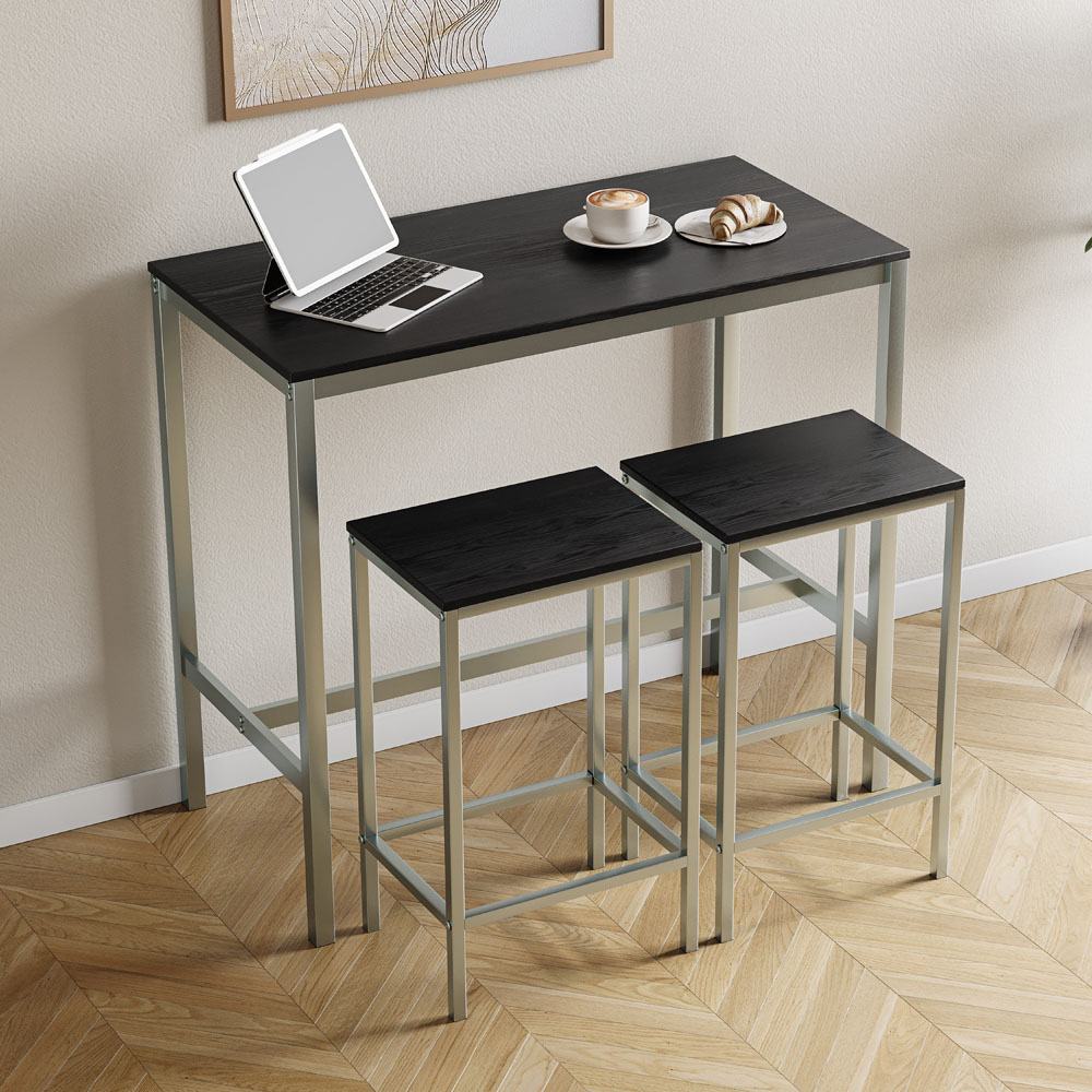 VIDA DESIGNS Roslyn 2 Seater Metal Frame Breakfast Table Set Black Image 4