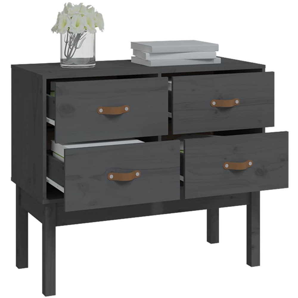 vidaXL 4 Drawer Grey Solid Wood Pine Console Cabinet Image 3