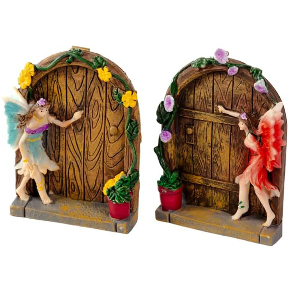 Marco Paul Wall Mounted Fairy Doors Garden Ornament 2 Pack Image 1