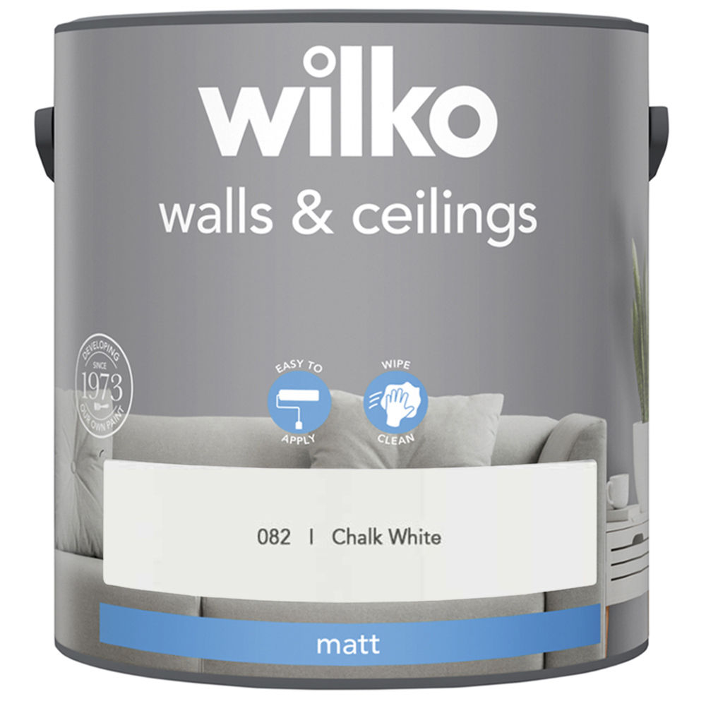 Wilko Walls & Ceilings Chalk White Matt Emulsion Paint 2.5L Image 2