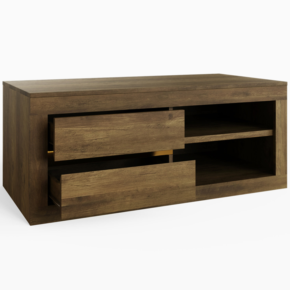 GFW Astley 2 Drawer 2 Shelf Knotty Oak Coffee Table Image 3