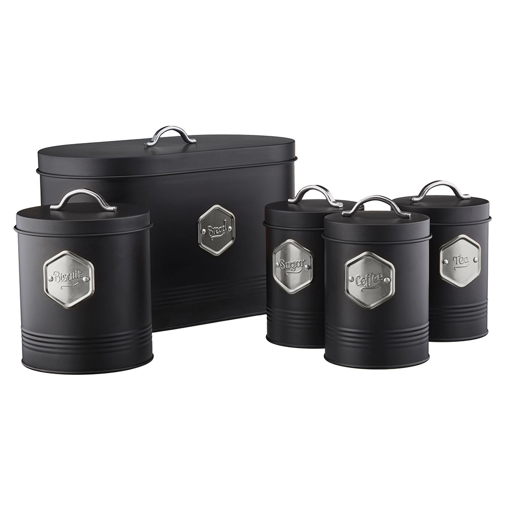 Cooks Professional Black and Silver 5 Piece Kitchen Storage Set Image 3