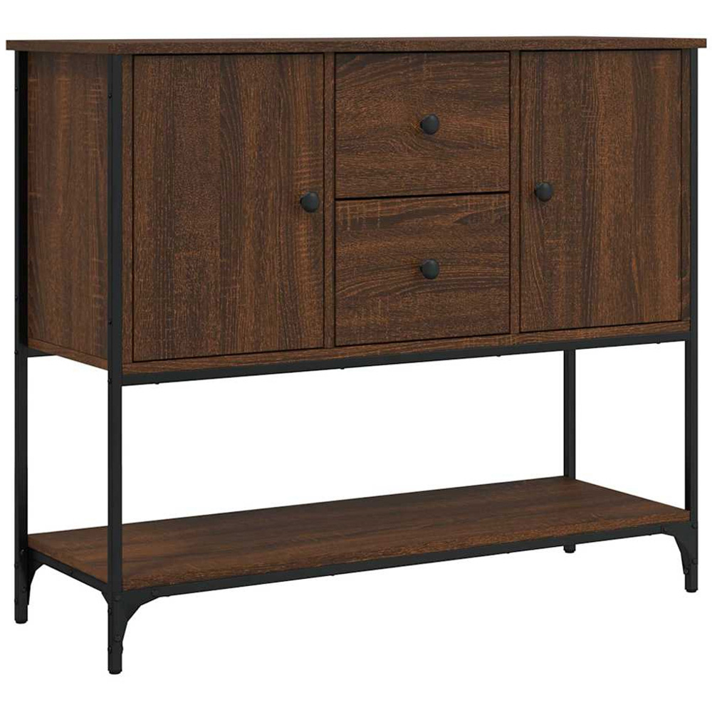 vidaXL 2 Door 2 Drawer Single Shelf Brown Oak Sideboard Image 2