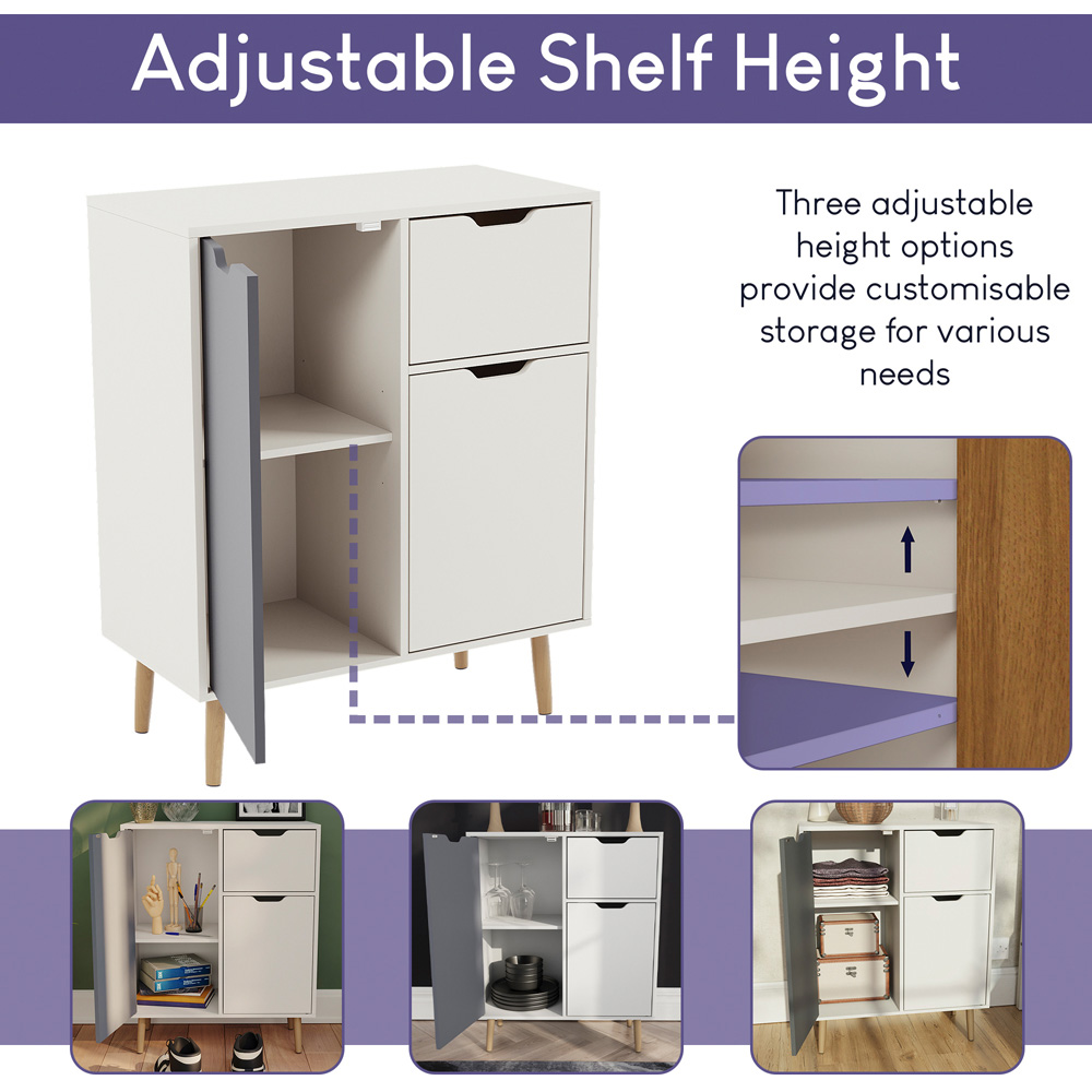 Vida Designs 2 Door Single Drawer Grey and White Sideboard Image 5