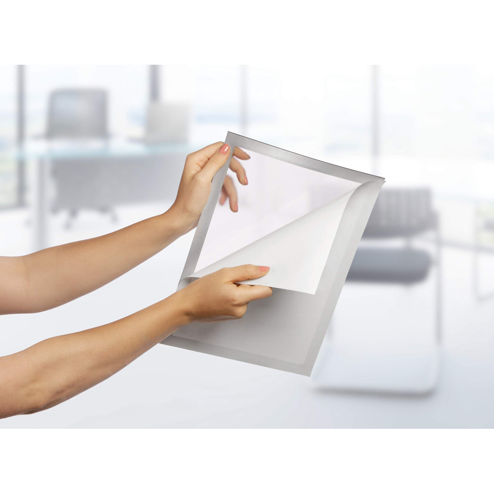 Durable Duraframe A4 Silver Self Adhesive Magnetic Signage Frame 10 Pack Image 4