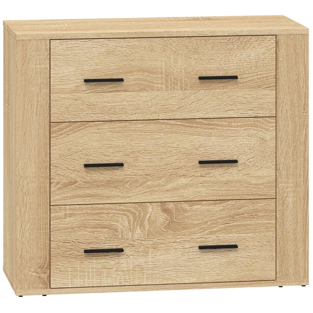 vidaXL 3 Drawer Sonoma Oak Sideboard Set of 2 Image 6