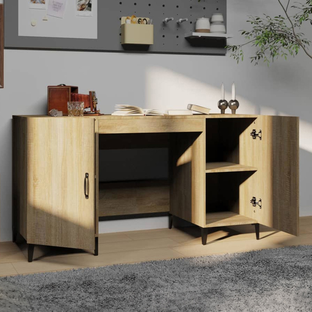 vidaXL 2 Door Computer Desk Sonoma Oak Image 1