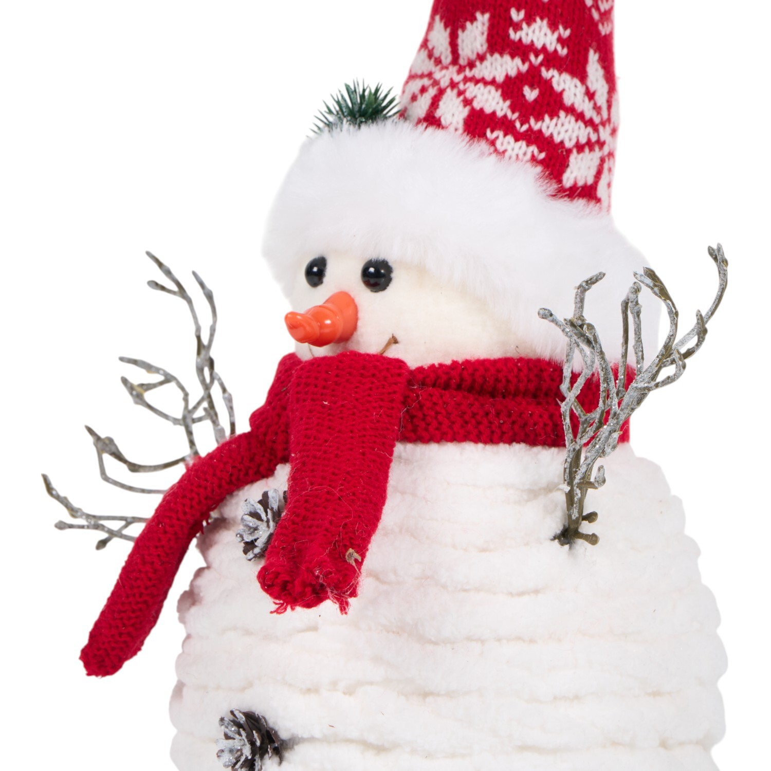 Festive Snowman Standing Decoration White and Red Image 4