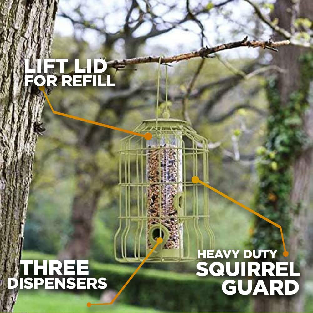 Marco Paul Green Squirrel Proof Seed Feeder with Wild Bird Seed 1kg Image 6