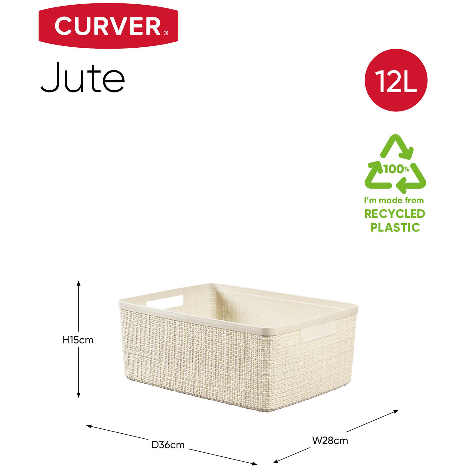 Curver Off White Jute Basket 12l Image 3