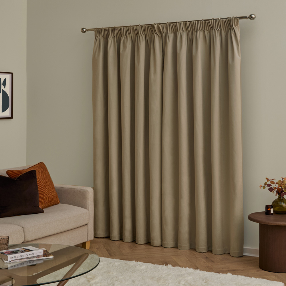 Furn The Ultimate Mocha Velvet Blackout Pencil Pleat Curtains 117 x 137cm Image 2