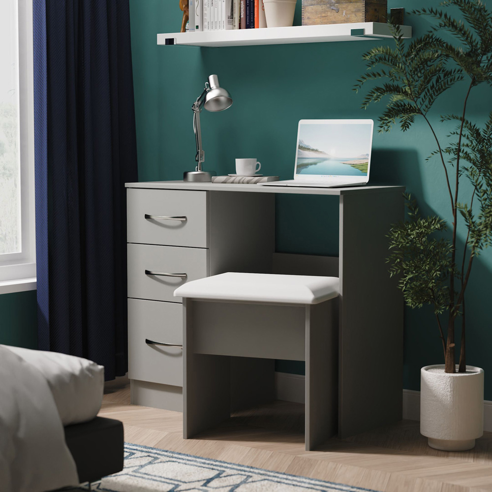 Crowndale Avon 3 Drawer Dusk Grey Dressing Table Ready Assembled Image 7