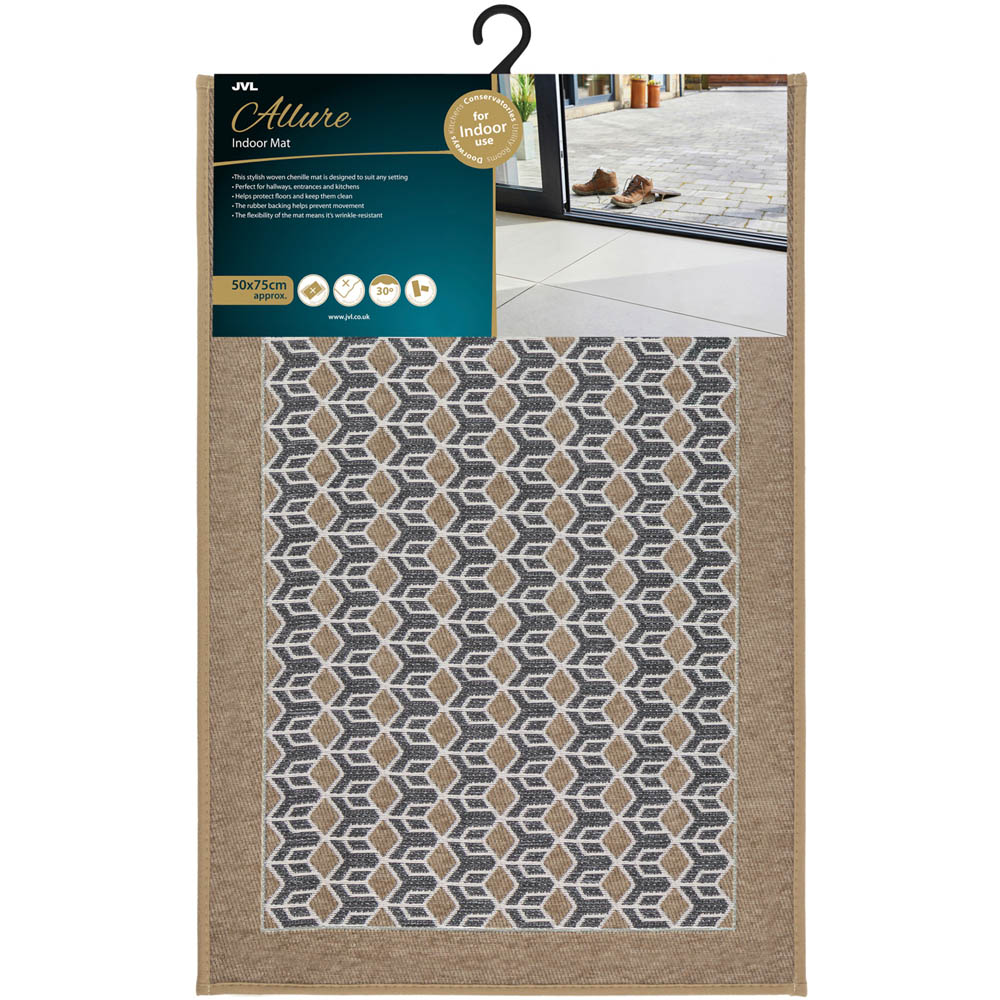 JVL Allure Beige Rubber Backed Door Mat and Runner Set Image 5