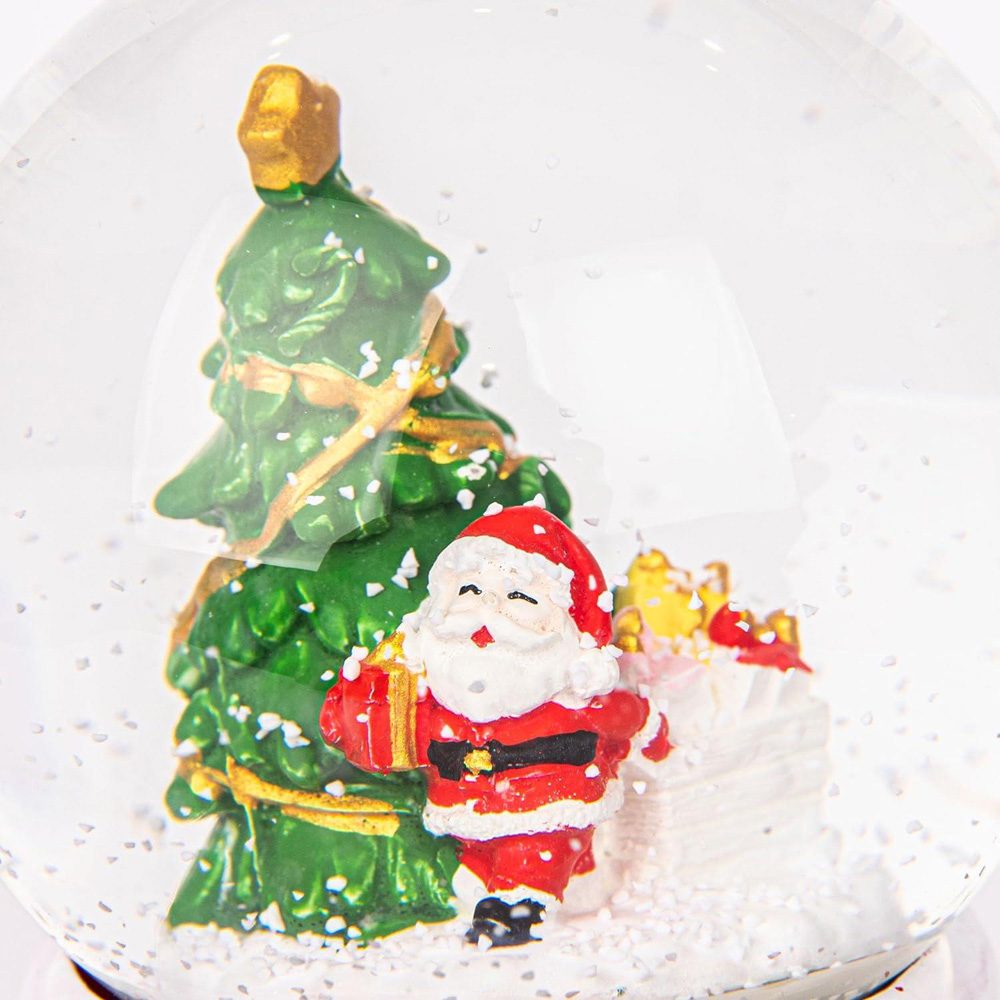 Shatchi Musical Snowglobe Christmas Tree and Santa Scene Image 2