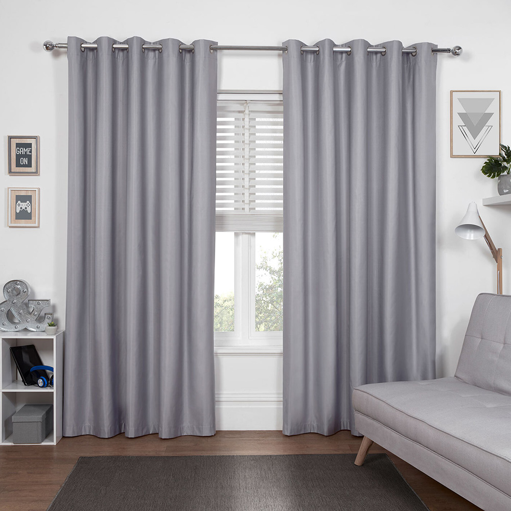 Kids Grey Blackout Eyelet Curtains 117cm Image 1