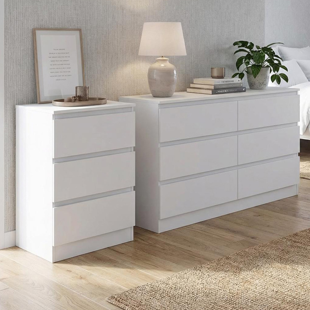 FWStyle Carlton Matt White 2 Piece Bedroom Furniture Set Image 1