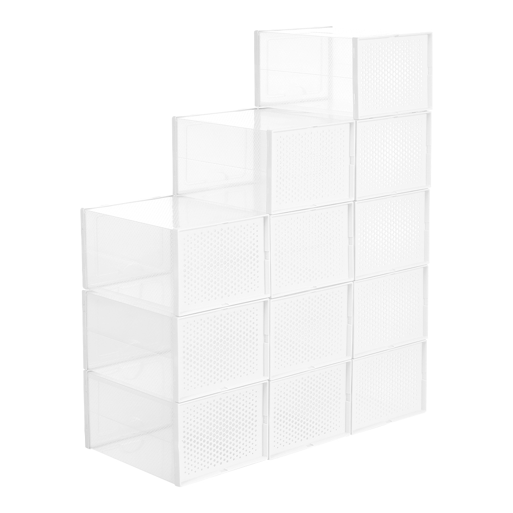 Living and Home White Stackable Shoe Storage Boxes 12 Pack Image 5