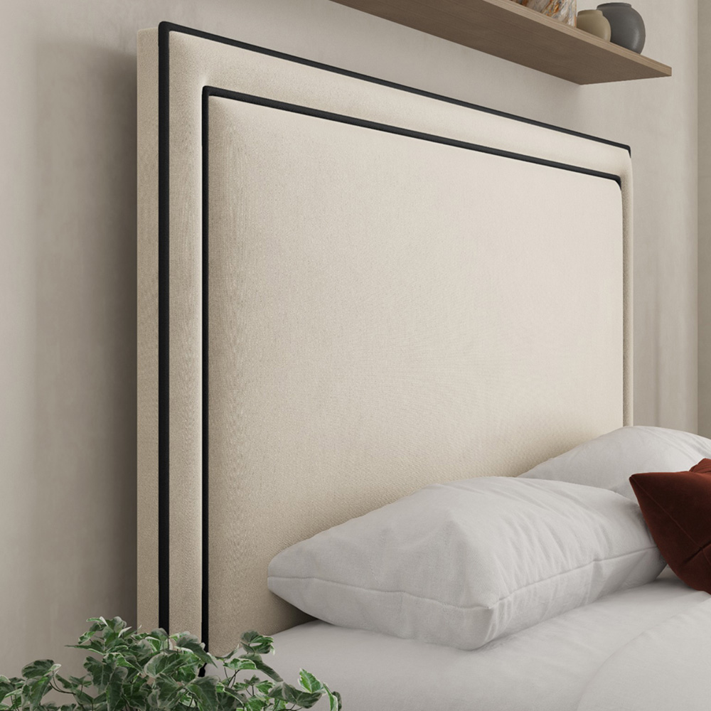 DS Living Verona Double Plush Cream Piping Ottoman Bed Image 2