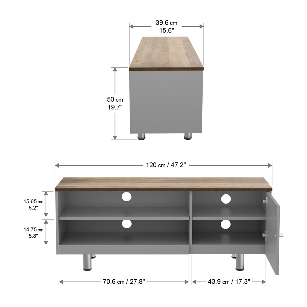 AVF Whitesands Single Door 2 Shelf Satin Grey TV Unit Image 7