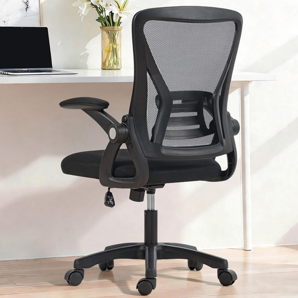 Portland Black Mesh Height Adjustable Office Chair with Lumbar Support Image 1