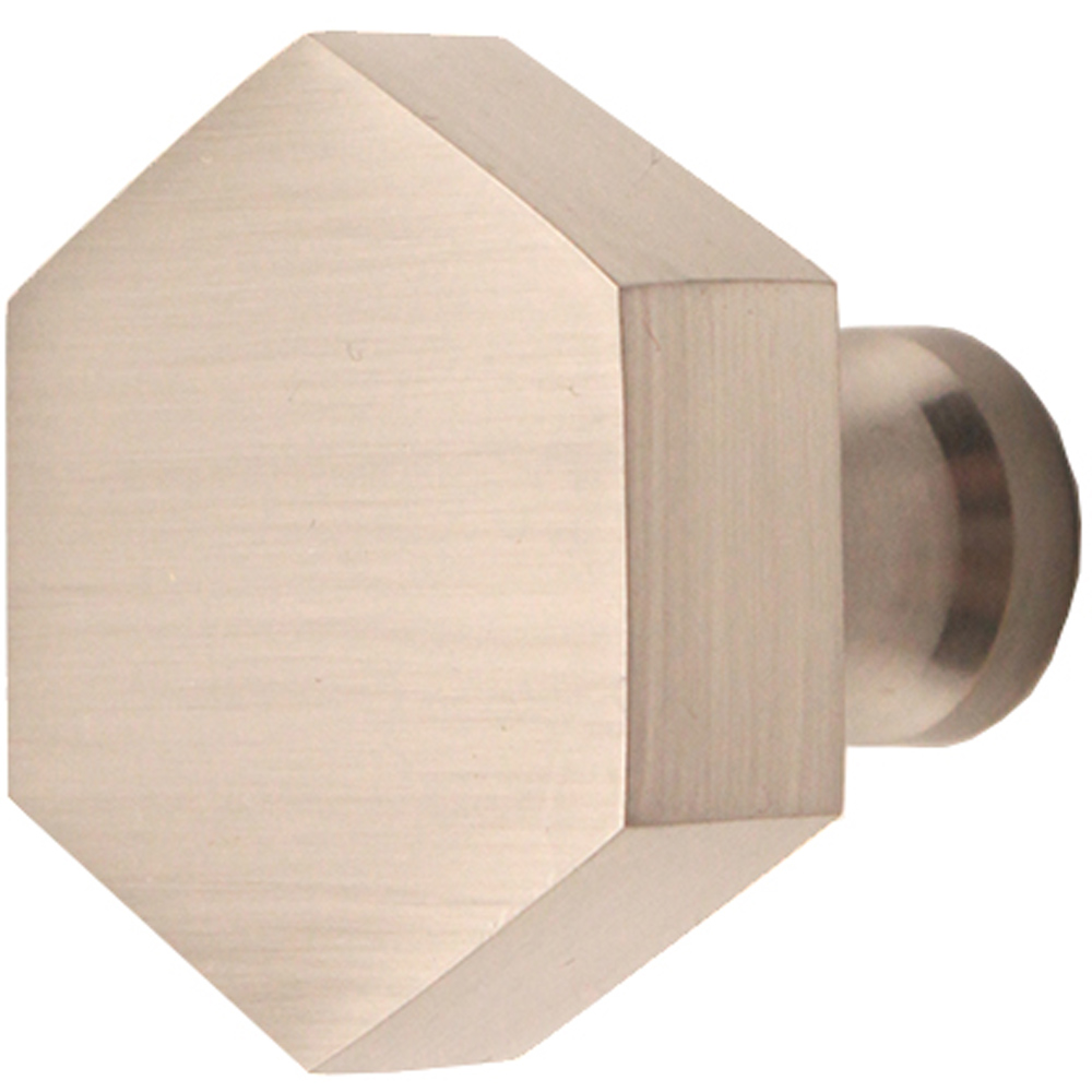Spira Brass Satin Silver Hexagonal 38mm Cupboard Knob Image 3