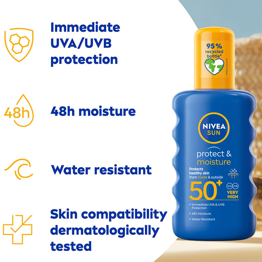 Nivea Sun Protect and Moisture Sun Cream Spray SPF50+ 200ml Image 5