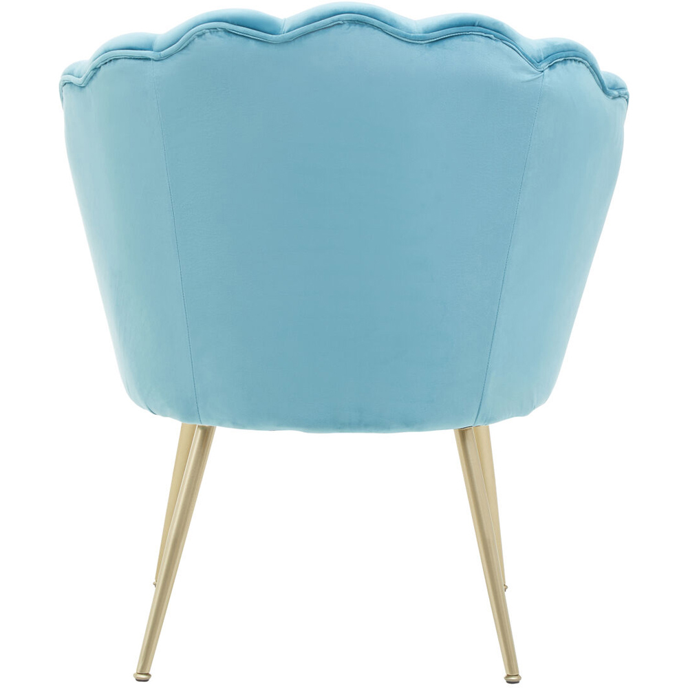 Premier Housewares Ovala Aqua Blue Velvet Scalloped Chair Image 4
